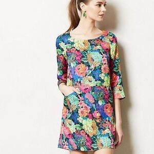 Anthropologie HD Paris Pink and Green Mini Dress. Size S